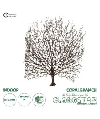 GloboStar® Artificial Garden BROWN CORAL BRANCH 21467 Τεχνητό Διακοσμητικό Κλαδί Καφέ Koράλι Y49cm